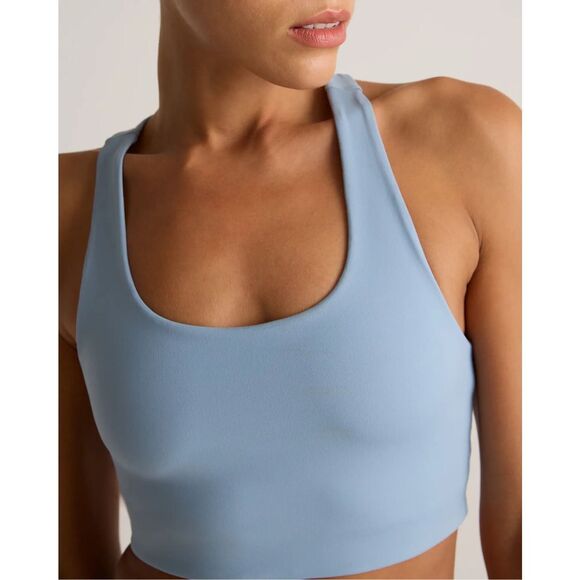 Quince Ultra-Form Scoop Neck Longline Bra Spa Blue M - Picture 2 of 9